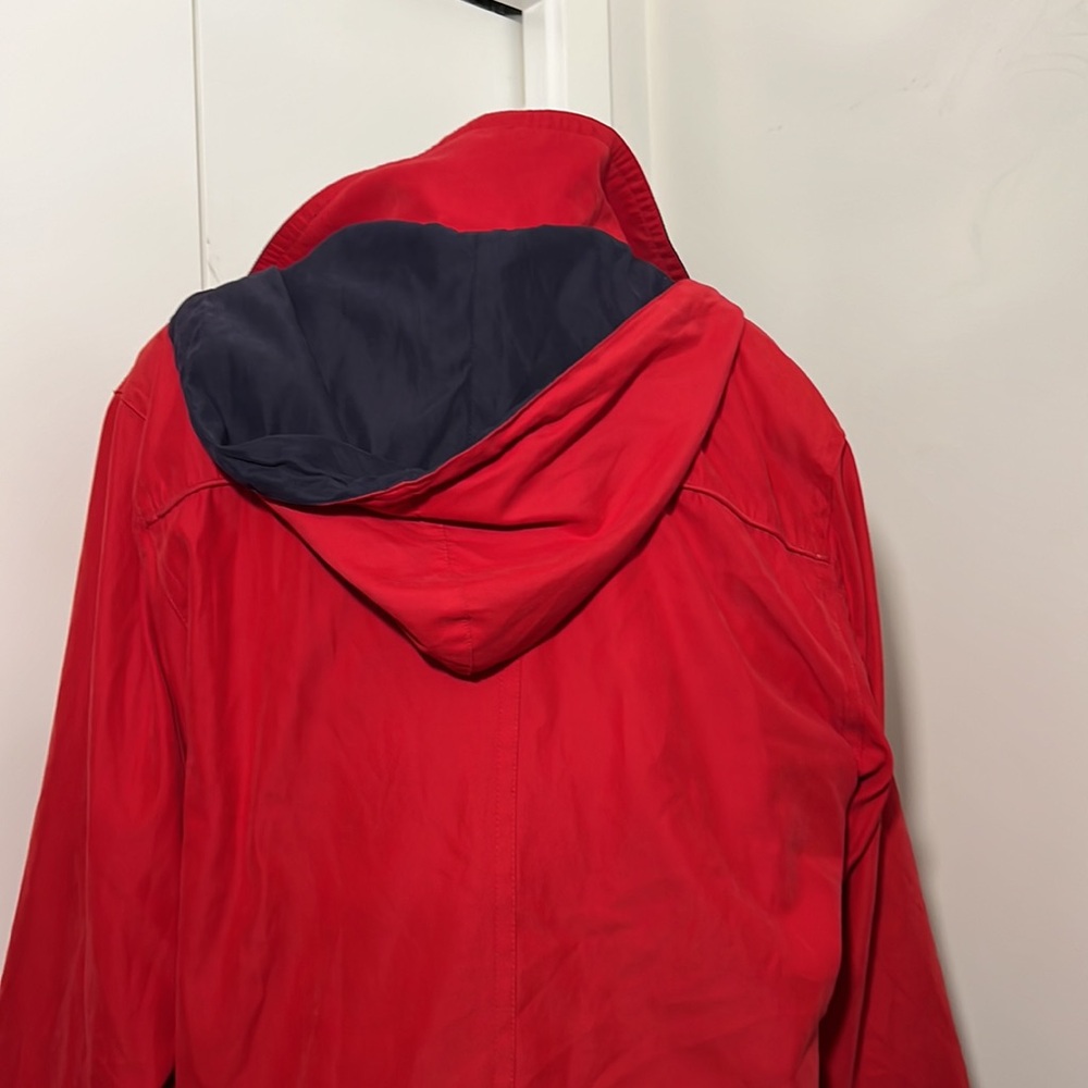 Red Soft Wrinkle Resistant Spring Lightweight Cozy Windbreaker Hoodie Zip Up - Picture 3 of 7